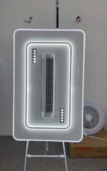 LED Bladeless Ceiling Fan Lamp,Three-color lights 6-speed adjustable wind speed 220V
