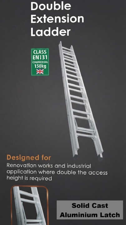 Heavy Duty Double Extension Aluminium Ladder