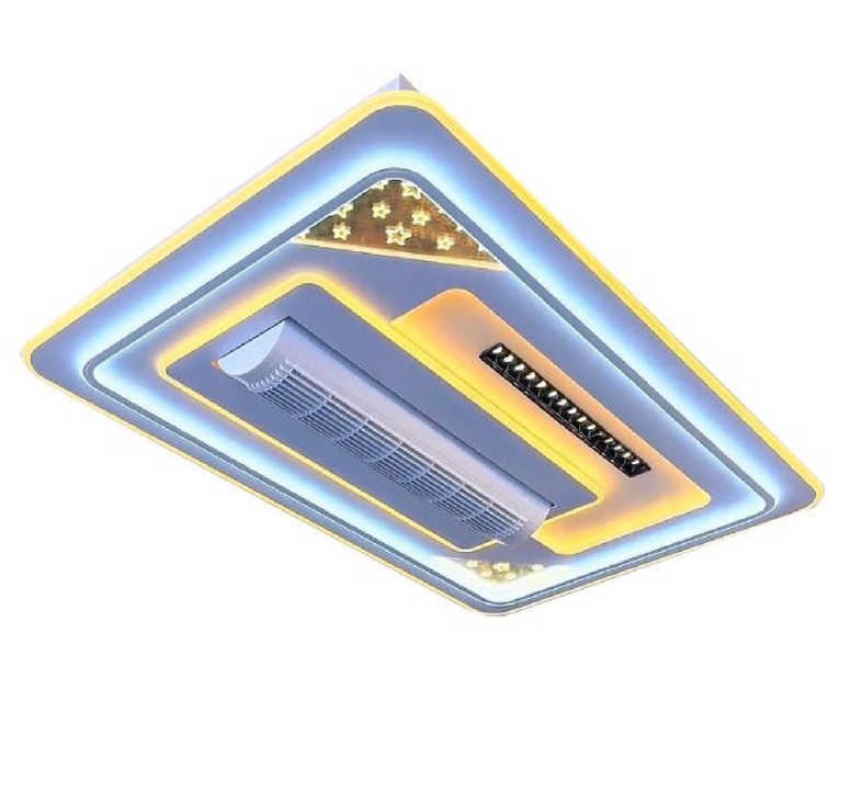 LED Bladeless Ceiling Fan Lamp,Three-color lights 6-speed adjustable wind speed 220V